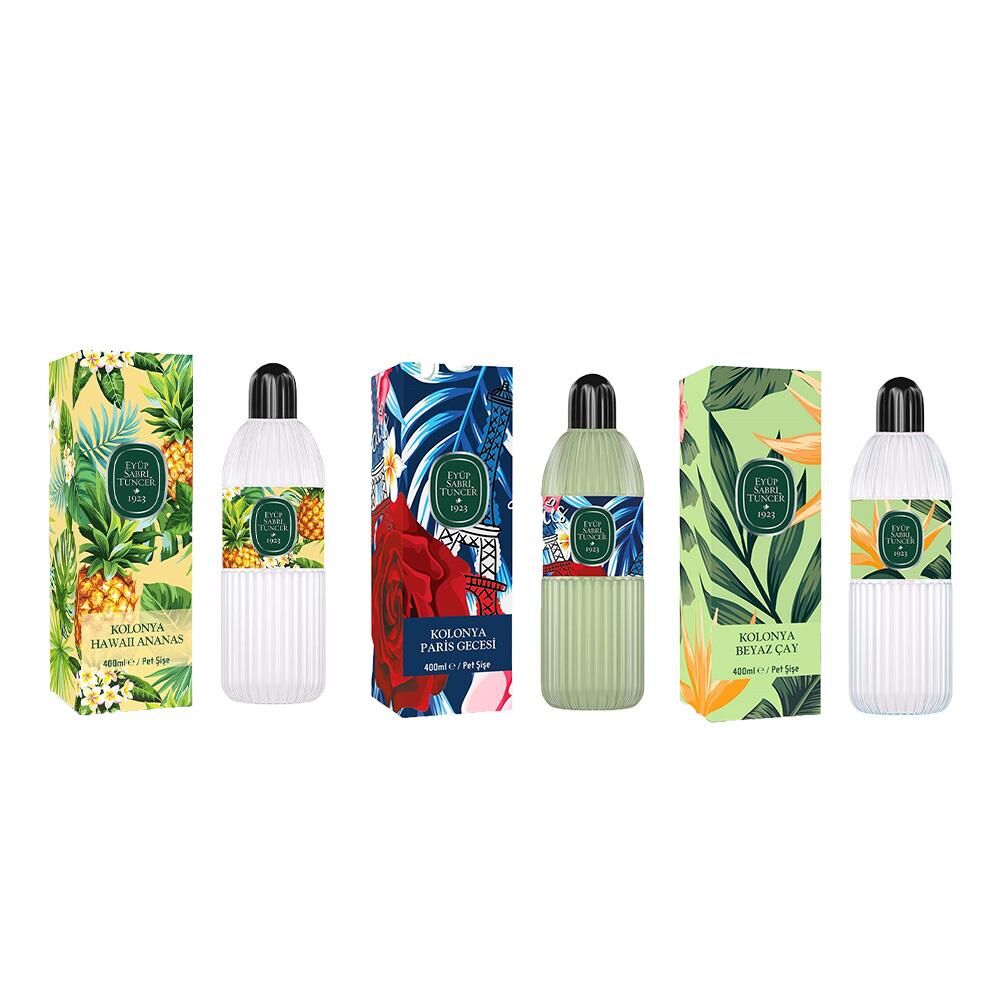 Eyüp Sabri Tuncer Kolonya Hawaii Ananas, Paris Gecesi ve Beyaz Çay Pet Şişe 400 ml