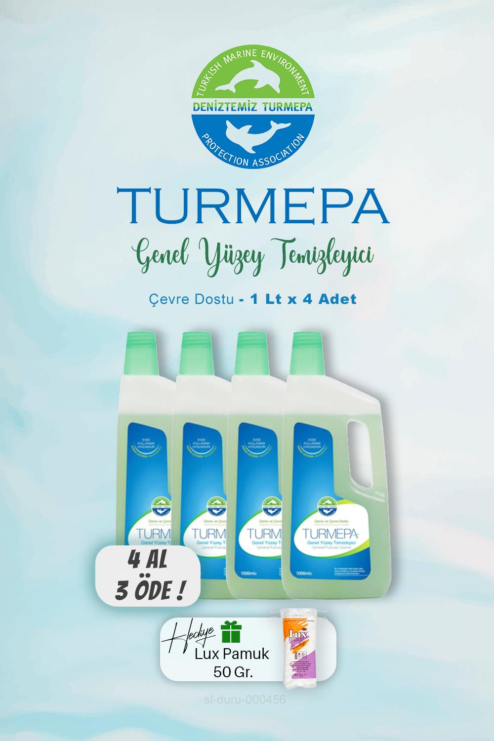 Turmepa Genel Yüzey Temizleyici 1000 ml, 4 AL 3 ÖDE Pamuk Hediyeli