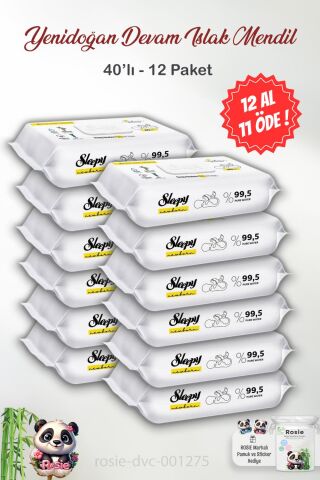 Sleepy 12 AL 11 ÖDE Yenidoğan Devam Islak Havlu 40'lı ve ROSIE