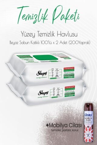 Düvenci Temizlik Paketi 10 (Beyaz Sabun Temizlik Havlusu 200 Yaprak ve Mobilya Cilası)