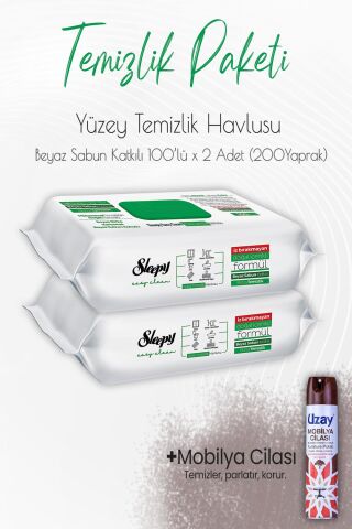 Düvenci Temizlik Paketi 10 (Beyaz Sabun Temizlik Havlusu 200 Yaprak ve Mobilya Cilası)