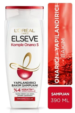 Elseve Komple Onarıcı 5 Yapılandırıcı Bakım Şampuanı 390 ml 4'lü Set