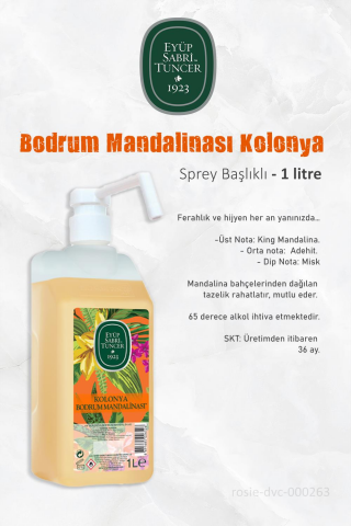 7 AL 6 ÖDE Eyüp Sabri Tuncer 1 lt Sprey Başlıklı Kolonya Bodrum Mandalinası ve ROSIE