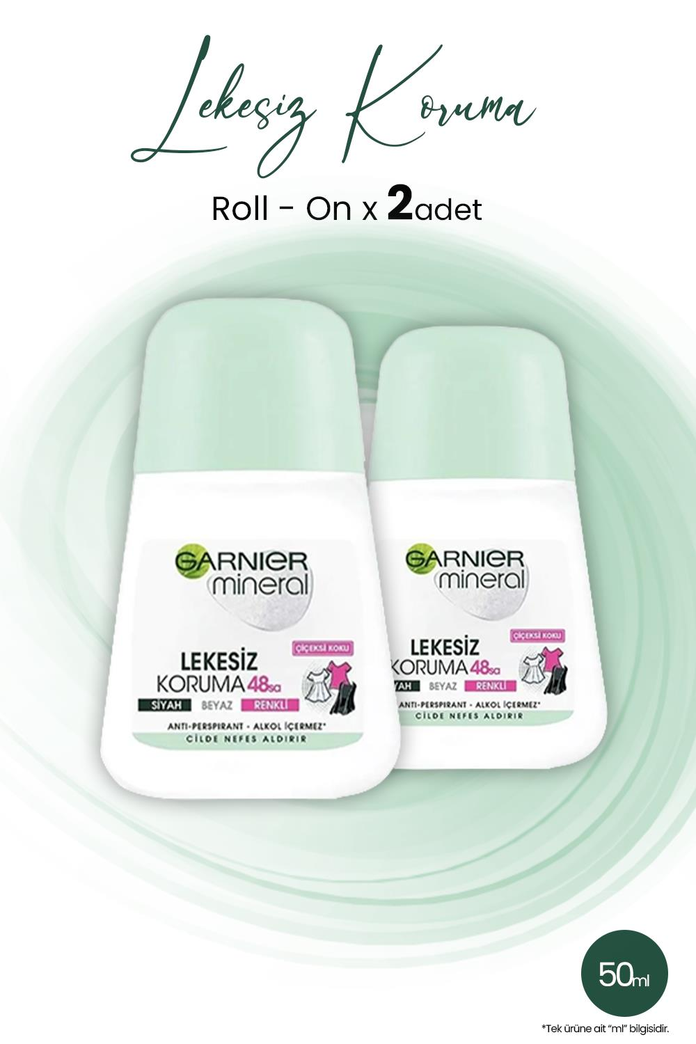 Garnier Mineral 48H Lekesiz Koruma Çiçeksi Koku Roll-On 50 ml x 2 Adet