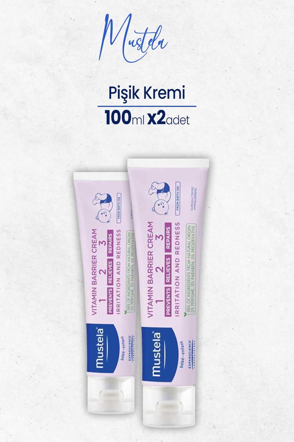 Mustela Vitamin Barrier Cream 1 2 3 Pişik Kremi 100 ml x 2 adet