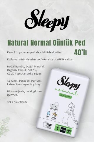 Sleepy Natural Ultra Hassas Uzun Ped 20'li,Günlük Ped 40'lı  Sensitive 50'li Mendil ve ROSIE