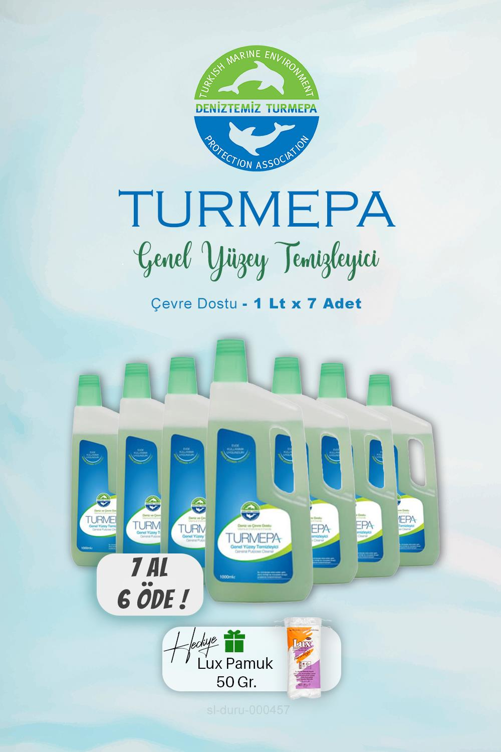 Turmepa Genel Yüzey Temizleyici, 7 AL 6 ÖDE 1000 ml ve 50 Gram Pamuk Hediyeli