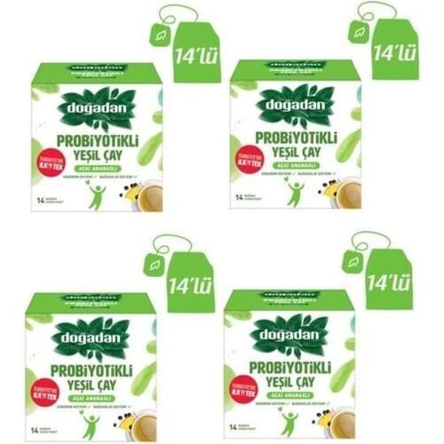 Doğadan Probiyotikli Yeşil Çay Açai Ananaslı 14'lü x 4 Adet