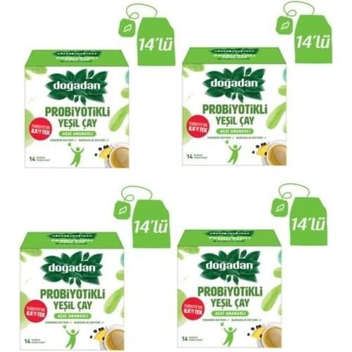 Doğadan Probiyotikli Yeşil Çay Açai Ananaslı 14'lü x 4 Adet