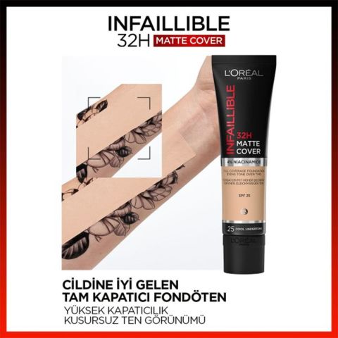 Loreal Paris Infaillible Matte Cover Fondöten SPF25 Warm Undertone 145