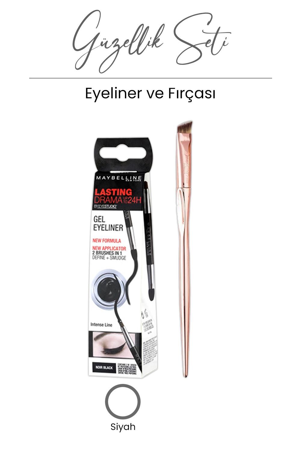 Maybelline New York Lasting Gel Eyeliner Siyah ve Eyeliner Fırçası