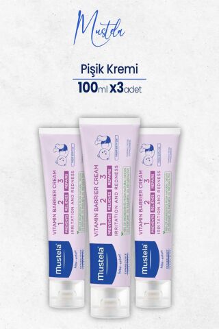 Mustela Vitamin Barrier Cream 1 2 3 Pişik Kremi 100 ml x 3 adet