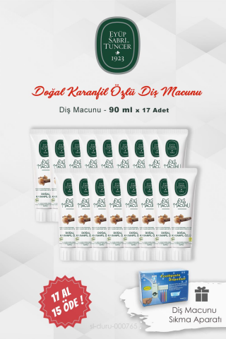 Eyüp Sabri Tuncer Diş Macunu Karanfil Özlü 17 AL 15 ÖDE 90 ml ve Diş Macunu Sıkma Aparatı