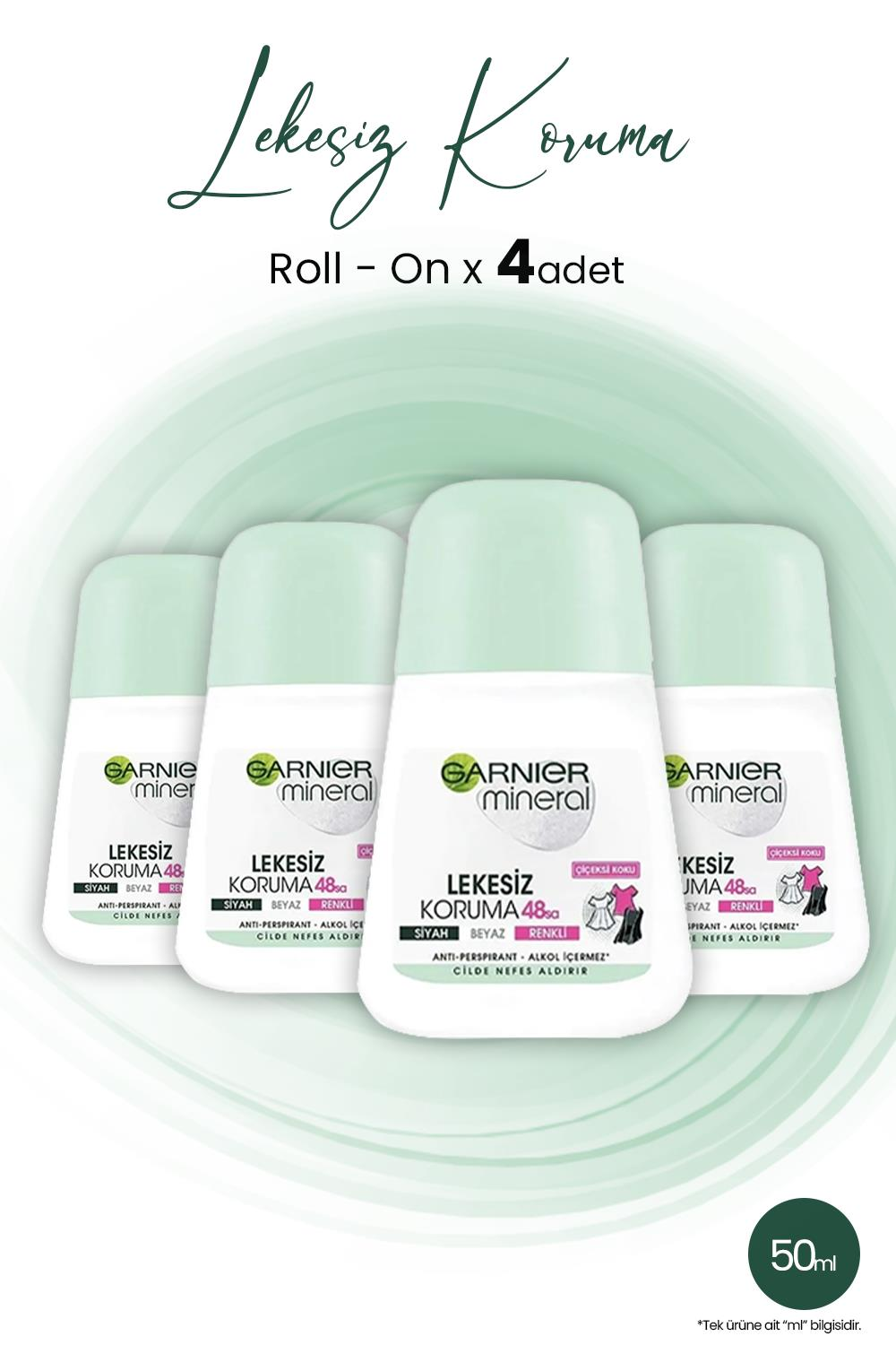 Garnier Mineral 48H Lekesiz Koruma Çiçeksi Koku Roll-On 50 ml x 4 Adet