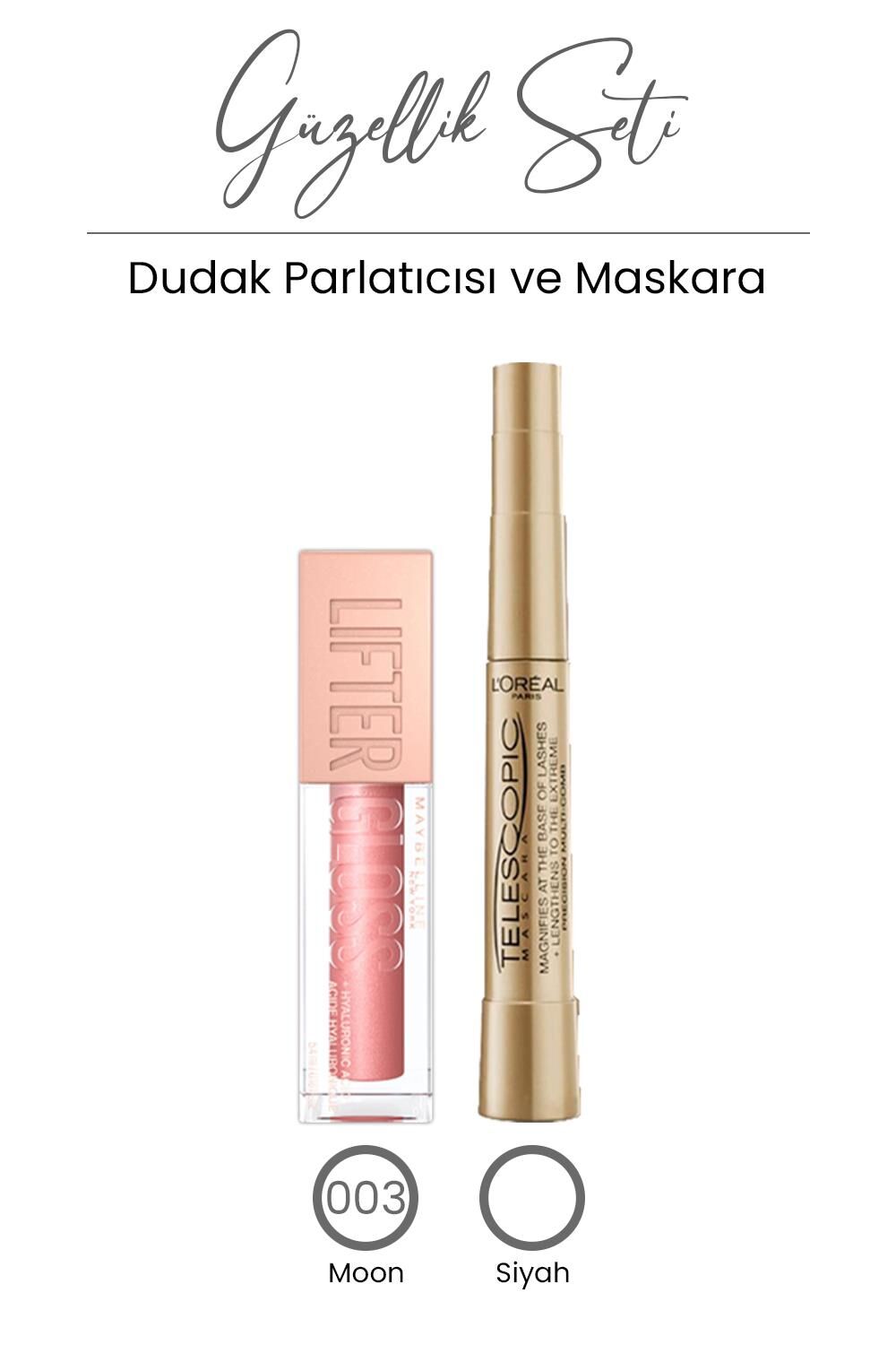 Loreal Paris Telescopic Maskara Siyah ve Lifter Gloss 003 Moon