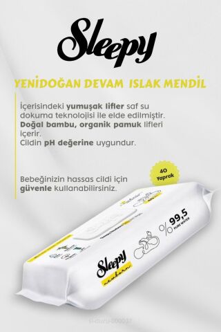 Sleepy 36 AL 33 Öde, 40'lı Yenidoğan Devam Islak Havlu, ROSIE Hediyeli