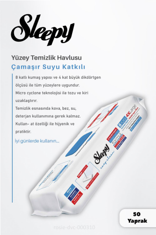 Sleepy Beyaz Sabunlu  30'lu, Çamaşır Sulu  50'li Yüzey Temizlik Havlusu ve ROSIE