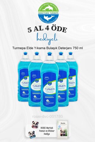 Turmepa Elde Yıkama Bulaşık Deterjanı 750 ml 5 Al 4 Öde ve Rosie Pamuk