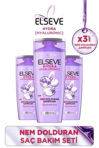 Elseve Loreal Hydra (hyaluronik Asit) Nem Dolduran Şampuan 390 Ml X 3 Adet