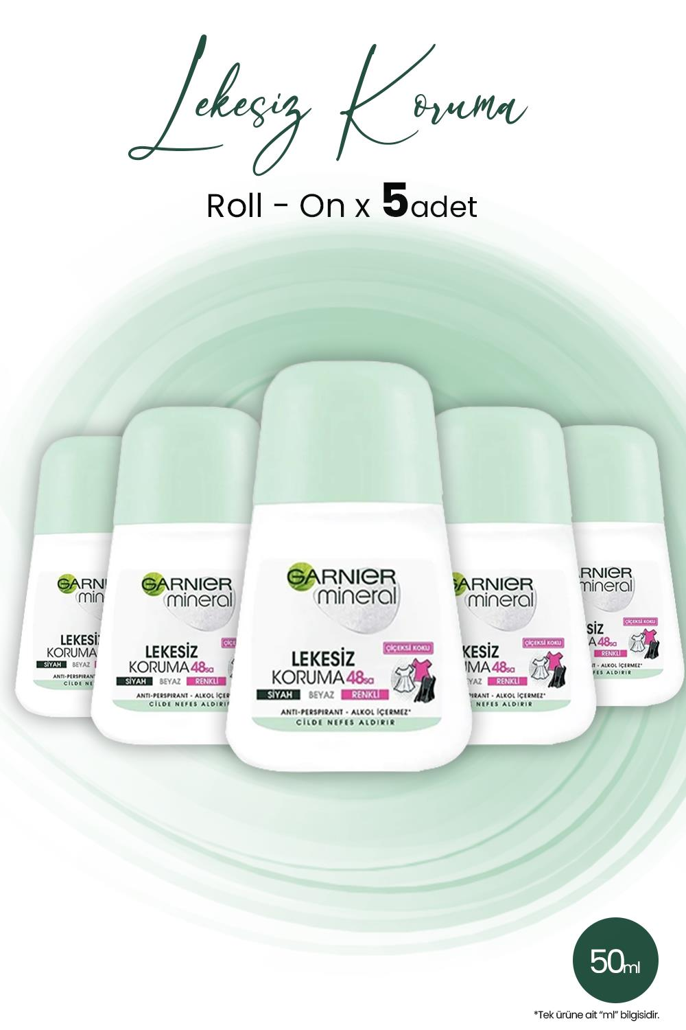 Garnier Mineral 48H Lekesiz Koruma Çiçeksi Koku Roll-On 50 ml x 5 Adet