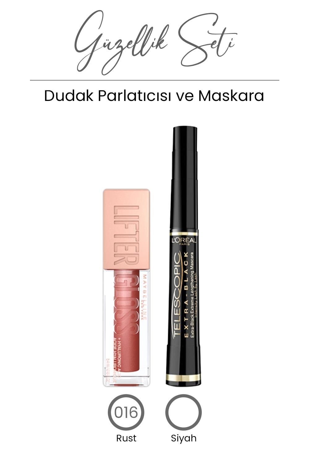 Loreal Paris Telescopic Carbon Black Maskara ve Lifter Gloss 016 Rust