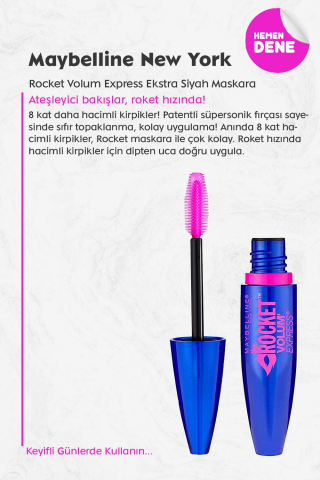 Maybelline New York Rocket Volum Express Ekstra Siyah Maskara