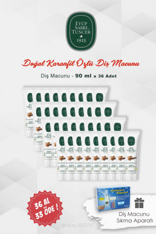 36 AL 33 ÖDE Eyüp Sabri Tuncer Karanfil Özlü Diş Macunu 90 ml ve Pratik Diş Macunu Aparatı