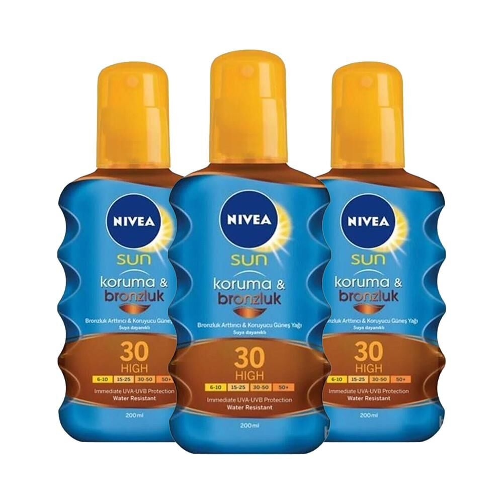 Nivea Sun Koruma Ve Bronzluk Güneş Yağı Gkf 30 200 Ml x 3