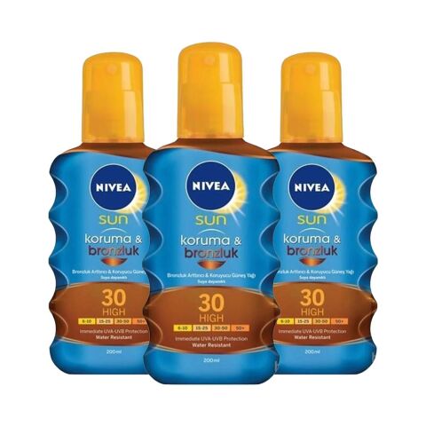 Nivea Sun Koruma Ve Bronzluk Güneş Yağı Gkf 30 200 Ml x 3