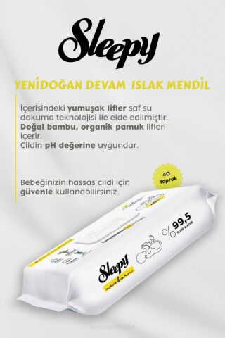 Sleepy 11 AL 10 Öde, 40'lı Yenidoğan Devam Islak Havlu, ROSIE