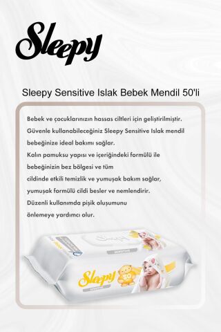 Sleepy Sensitive Islak Bebek Mendil 50'li 5 Al 4 Öde ve Rosie Pamuk