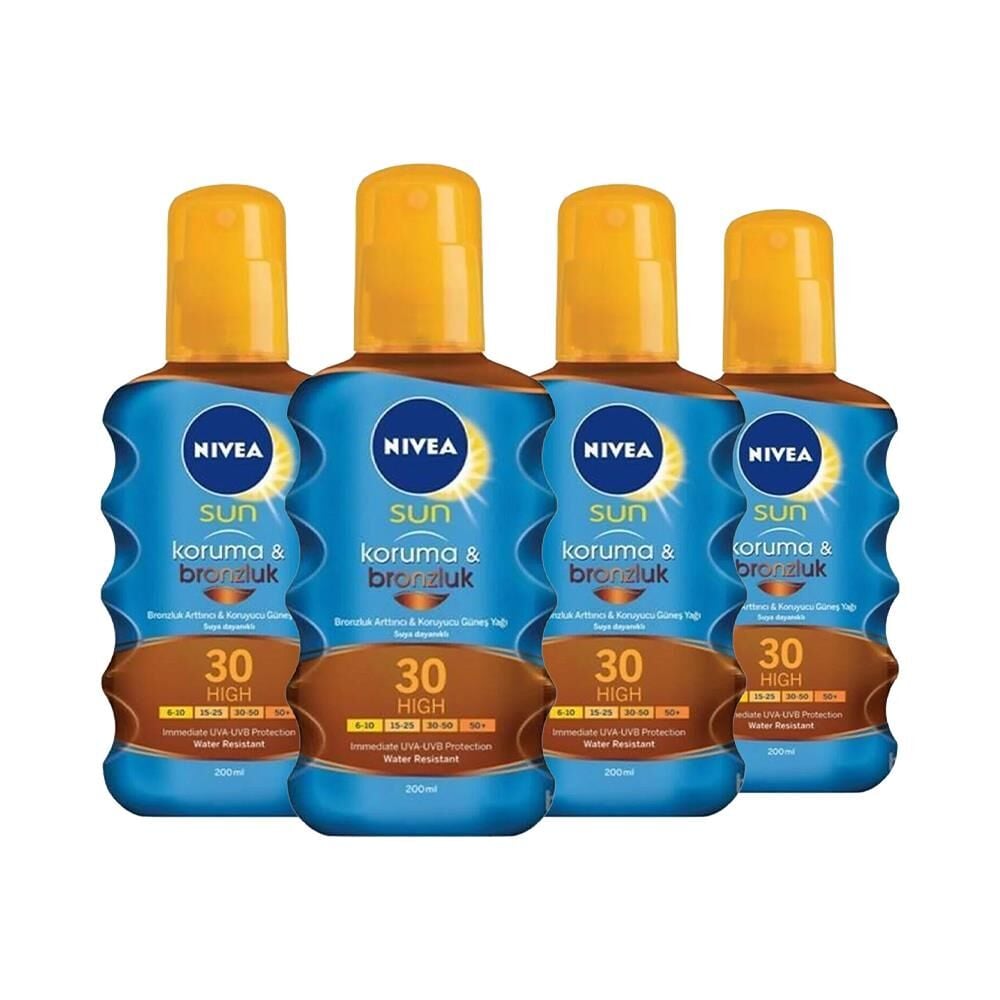 Nivea Sun Koruma Ve Bronzluk Güneş Yağı Gkf 30 200 Ml x 4