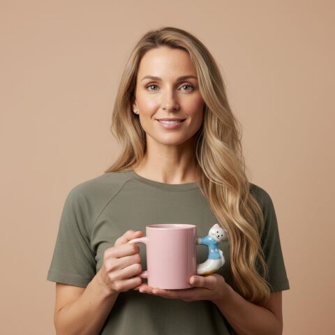 3D Pembe Kupa Kedi Kulplu 410 ml