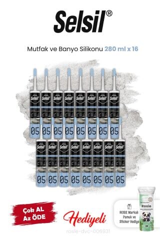 16 x 280 ml Mutfak ve Banyo Silikonu ve Rosie