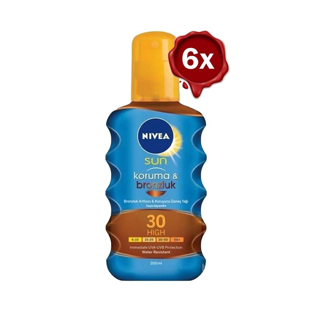 Nivea Sun Koruma Ve Bronzluk Güneş Yağı Gkf 30 200 Ml x 6