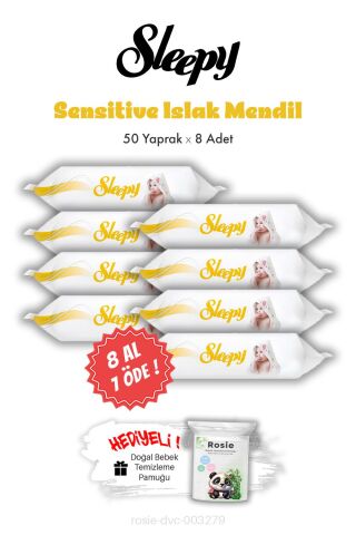 Sleepy Sensitive Islak Mendil 50'li 8 AL 7 ÖDE ve ROSIE