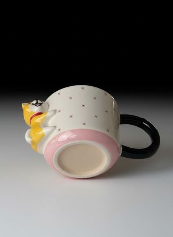 Çiçek Desenli 3D Köpek Figürlü Kupa 425 ml