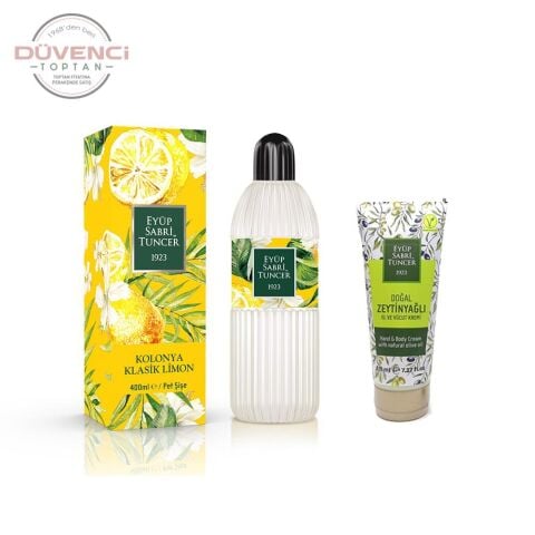Eyüp Sabri Tuncer Klasik Limon Kolonyası 400 ML Pet Şişe ve Zeytinyağlı El & Vücut Kremi 215 ml