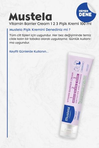 Mustela Vitamin Barrier Cream 1 2 3 Pişik Kremi 100 ml
