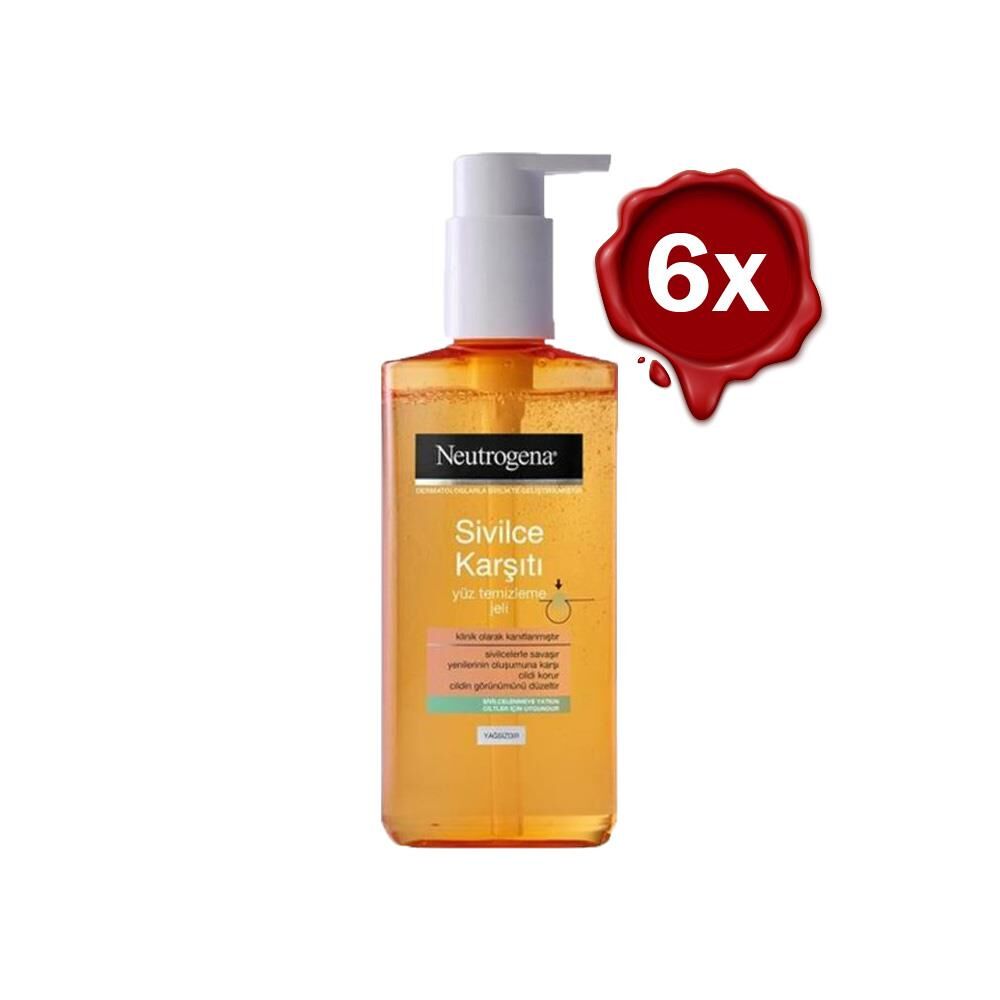 Neutrogena Visibly Clear Sivilce Karşıtı Yağsız Yüz Temizleme Jeli 200 ml x 6