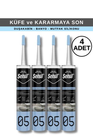 Selsil 280 ml Mutfak ve Banyo Silikonu, 4 Adet