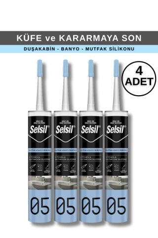 Selsil 280 ml Mutfak ve Banyo Silikonu, 4 Adet