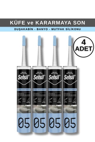 Selsil 280 ml Mutfak ve Banyo Silikonu, 4 Adet