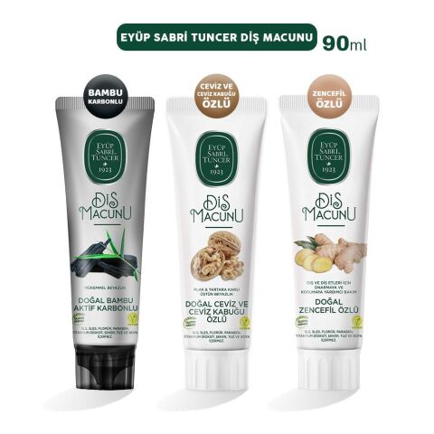 Eyüp Sabri Tuncer Diş Macunu Karbonlu, Ceviz ve Zencefil 90 ml