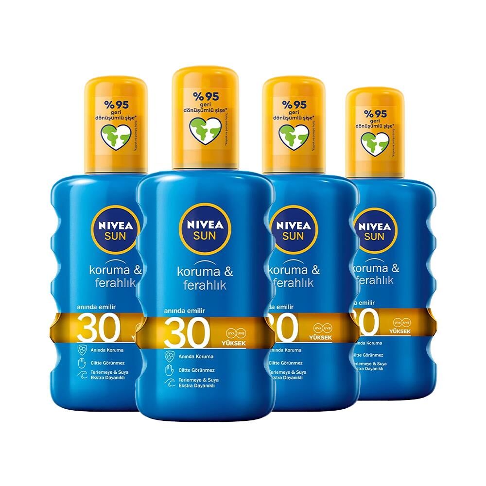 Nivea Sun Güneş Spreyi 200 ml Koruma & Ferahlık 30 Gfk x 4