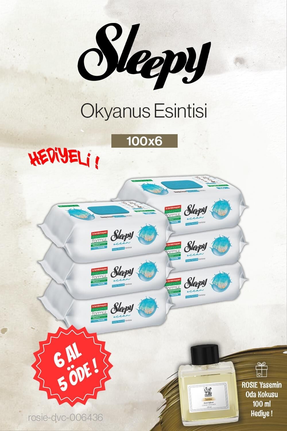 Sleepy Okyanus Esintisi 6 AL 5 ÖDE 100'lü, Rosie Yasemin Oda Kokusu