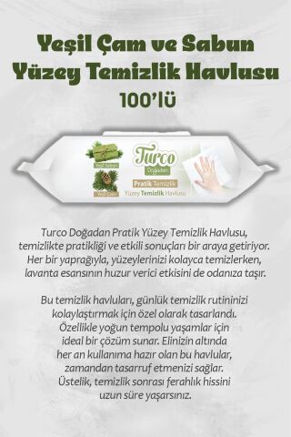 Yüzey Temizlik Havlusu 100'lü 16 Al 14 Öde Yeşil Çam ve Yeşil Sabunlu ve Rosie