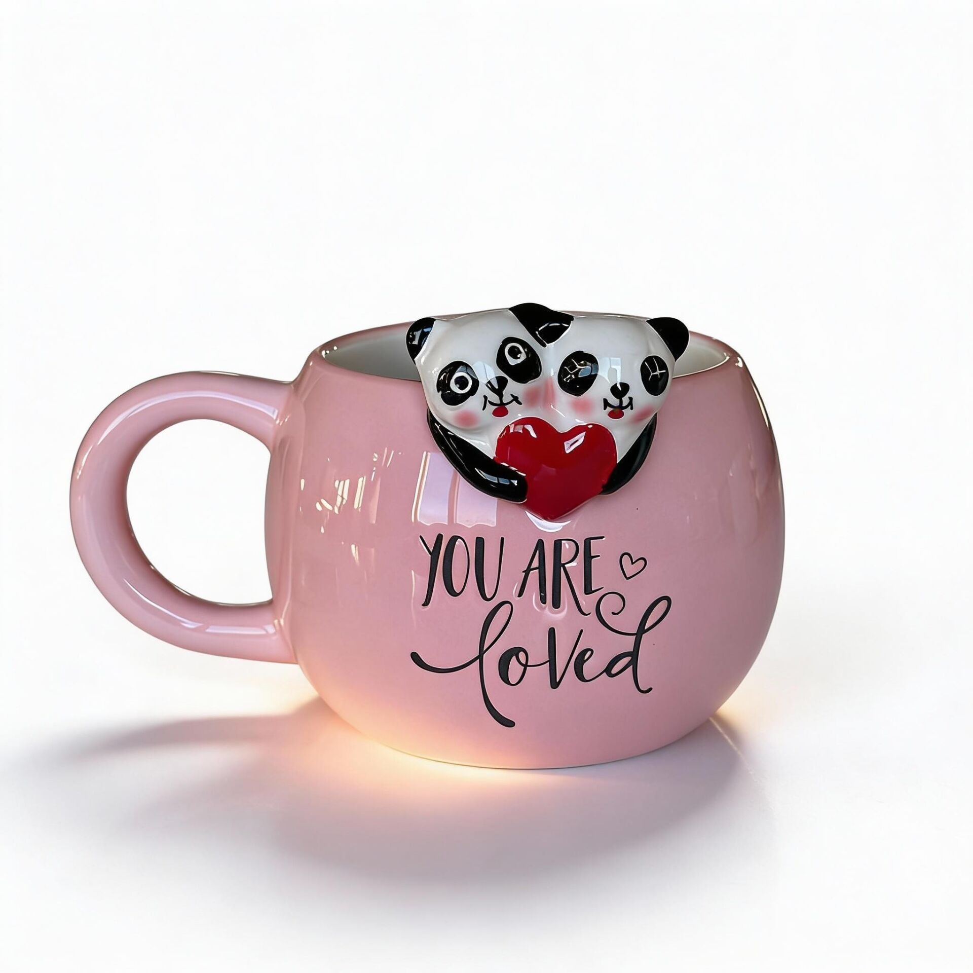 3D kalp tutan Pandalar Kupa 420 ml