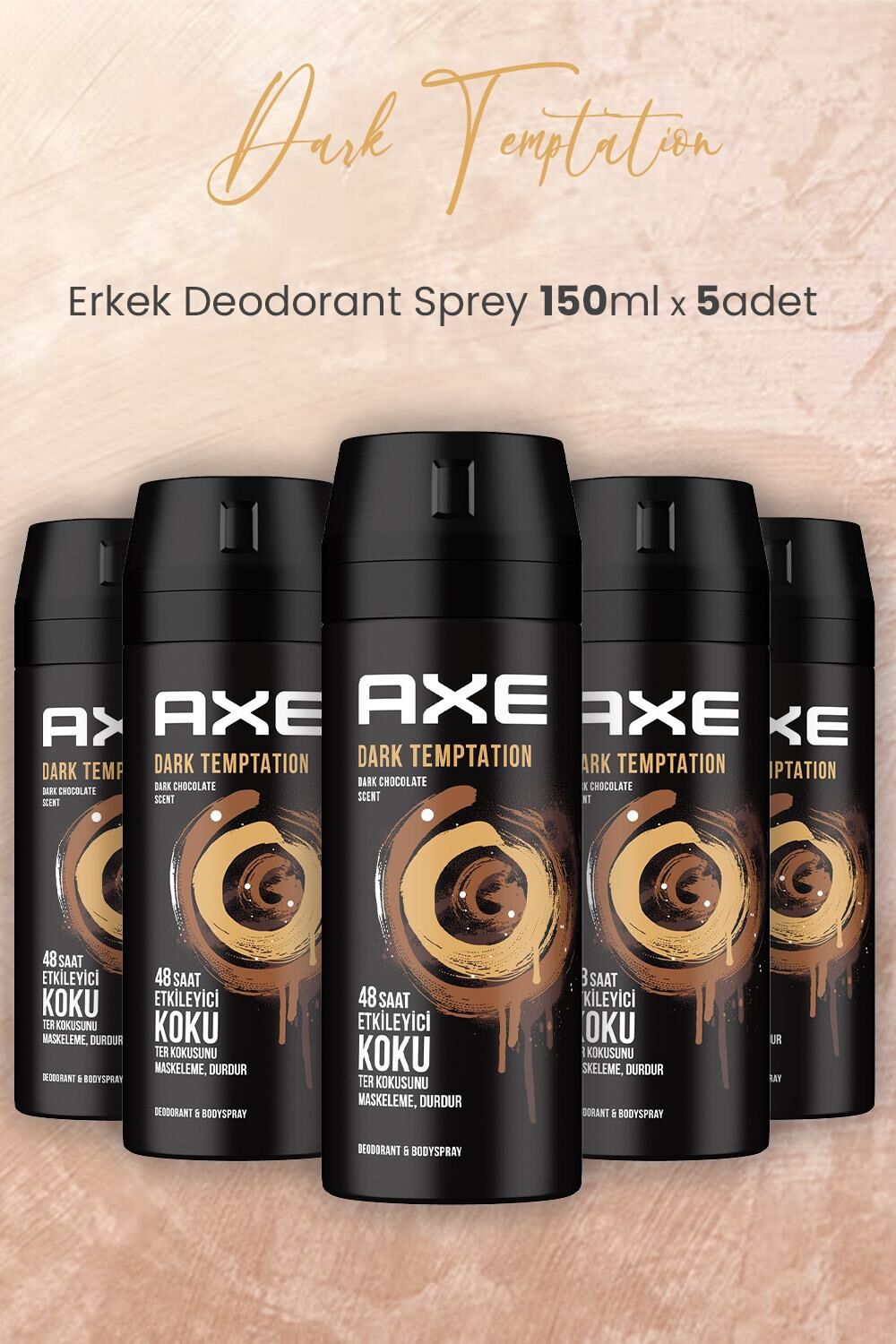 Axe Dark Temptation Erkek Deodorant Sprey 150 ml x 5 Adet