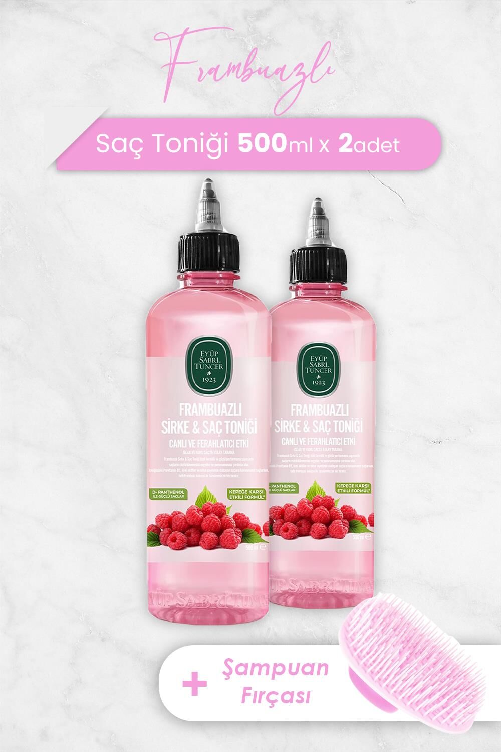 Eyüp Sabri Tuncer Frambuazlı Saç Toniği 500 ml x 2 Adet ve Şampuan Fırçası